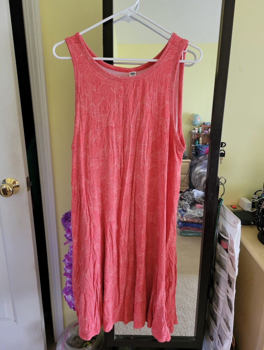 Old Navy Coral Textured Sleeveless Dress